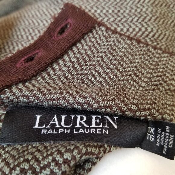 Lauren Ralph Lauren Faux Leather Trim 100% Merino Wool Sweaterdress Sz. 1X - Picture 11 of 16